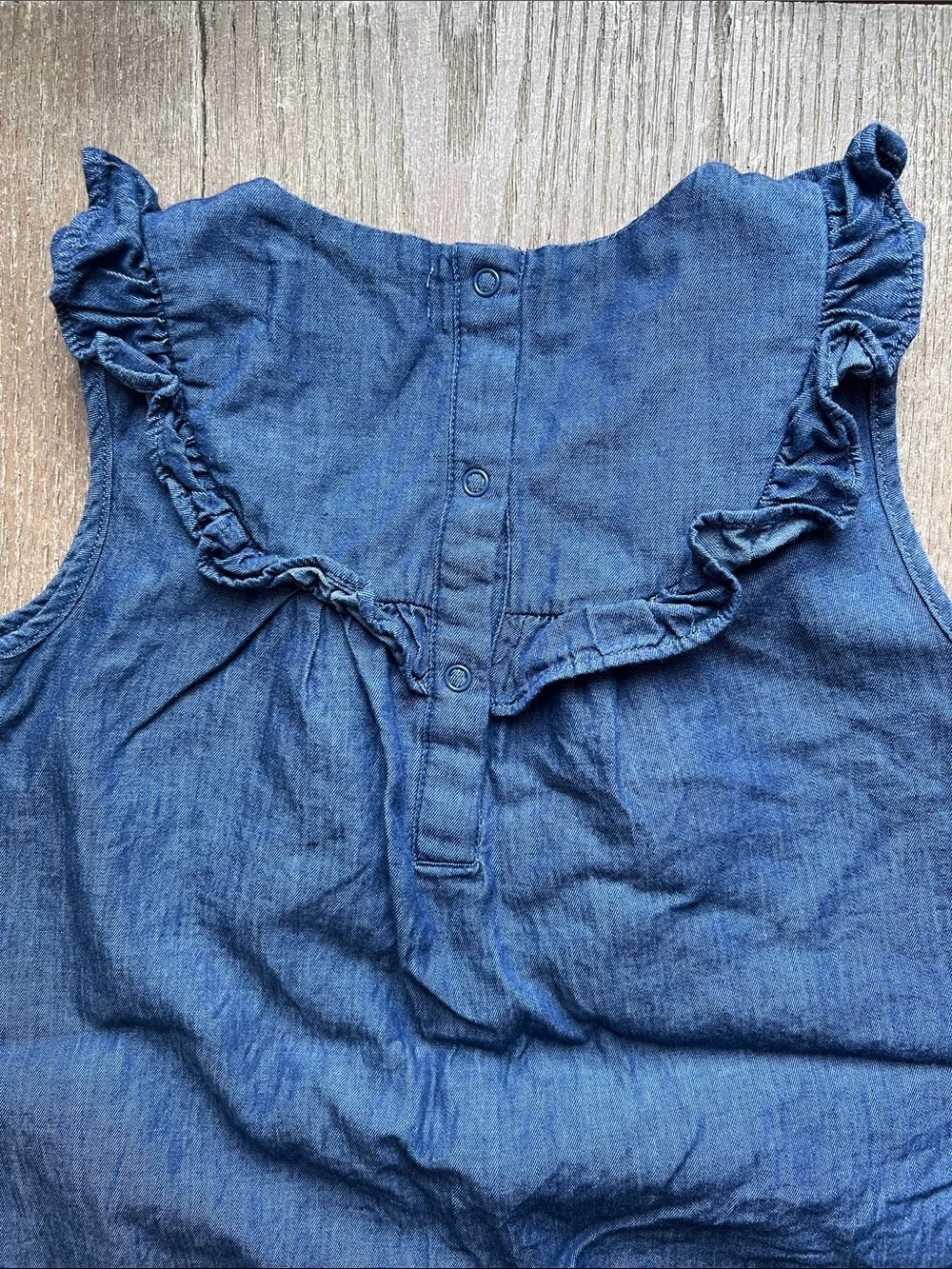EUC Monica + Andy Embroidered Bib Chanbray Dress